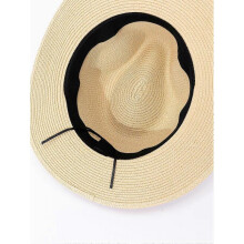 (M 56-58cm, Off-white color) New Straw Hat 7cm Brim Summer Cooling Beach Sun Hat Outdoor Party Panama Jazz Hat Sombreros