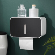 Wandmontierter Toilettenpapierhalter PS ABS Wasserdicht Rollenpapier-Taschentuch-Box Badezimmerzubehör Schwarz