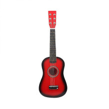 Beginner Folk Guitar with Comfortable Hold Vintage Style Wooden Instrument for Entertainment 23 Inch Red