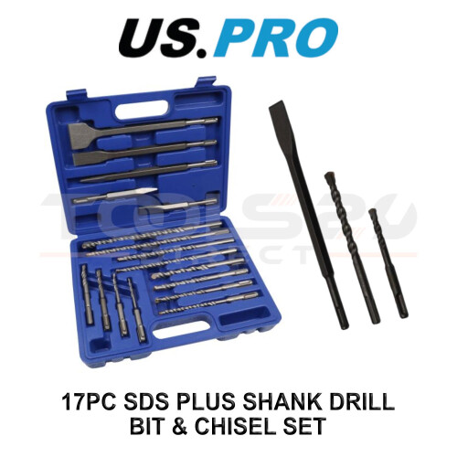 us pro US PRO Tools 17PC SDS Plus Shank Drill Bit & Chisel Set 7208