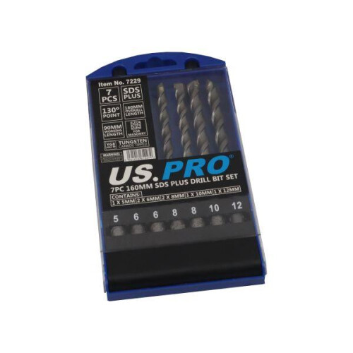 us pro US PRO Tools 7PC 160MM SDS Plus Drill Bit Set 5 - 12MM 7229 2