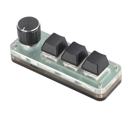Mini teclado numérico de 3 teclas con perilla, acrílico RGB USB