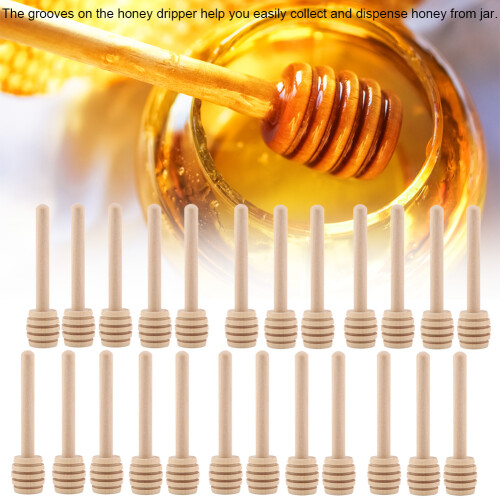 24 PCS Wooden Lightweight Honey Dipper Stirring 2