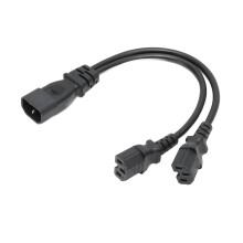 IEC320 C14 auf dual C15 Kabel, männlich zu weiblich, Sicherer Stromverteiler, Kabel für Schreibtischlampe, Drucker, Projektor, 100–250V, 12