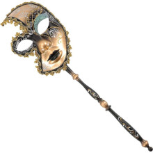 Party Half Face Mask Party Mask on Stick Handheld Masquerade Mask Photo Prop Black
