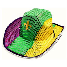 Adult Led Light-up Mardi Gras Sequin Hat, Mardi Gras Costume Hat