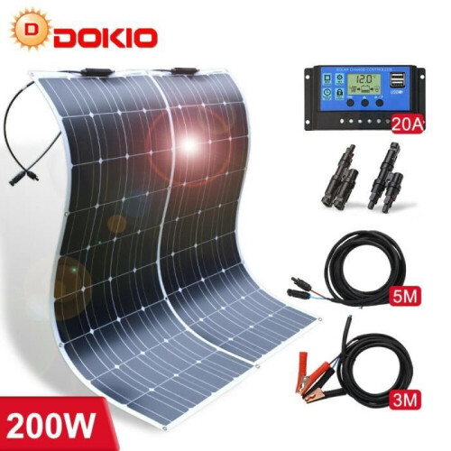 Panel Solar - Dokio - 200W - Semiflexible - Monocristalino - 18V/16V