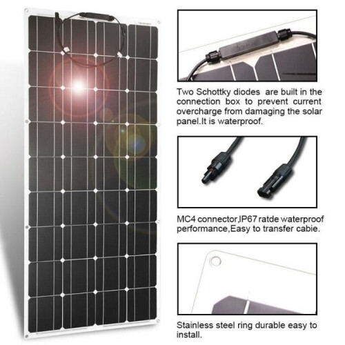 Dokio – paneles solares flexibles 18V/16V, 100W para caravana/coche/casa 1