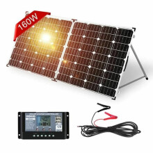 Dokio 160W faltbares und starres Solarpanel, 10A, 12V, mit Ladegerät, einfach zu transportieren