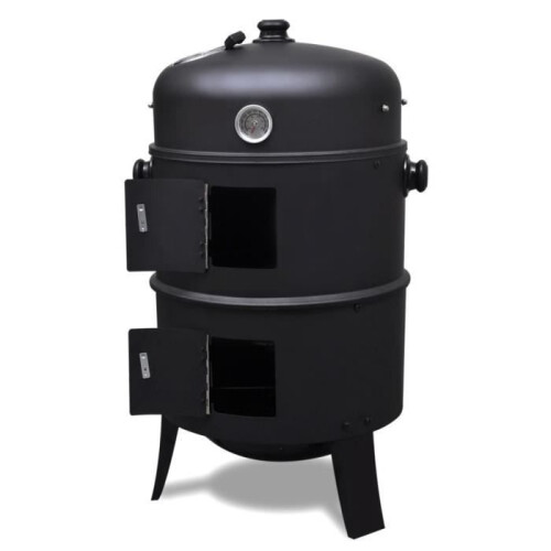 Grilli - BBQ - Amerikkalainen pyöreä - Monitoiminen - Lämpömittari - Musta