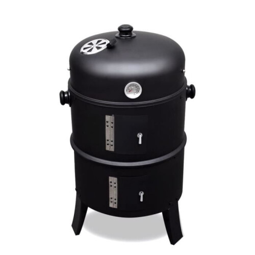 Grilli - BBQ - Amerikkalainen pyöreä - Monitoiminen - Lämpömittari - Musta 1