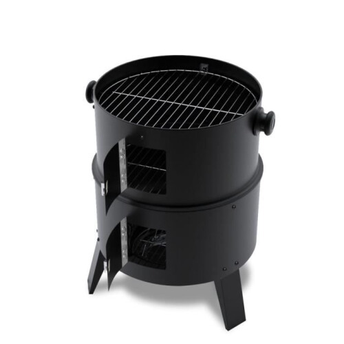 Grilli - BBQ - Amerikkalainen pyöreä - Monitoiminen - Lämpömittari - Musta 2
