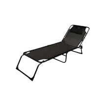 Zwarte Aluminium Opklapbare Loungebank | Loungebank Tuin Buiten 190 x 27 x 58 cm | Opklapbare Loungebanken Buiten - Marbueno