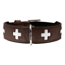 Collar - HUNTER - 42831 - 47-54 cm - Brown / Black - Organic leather and stainless steel