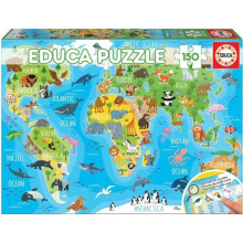 Puzzle Mappemonde Animali - EDUCA - 150 pezzi - Mistò - A partire da 6 anni