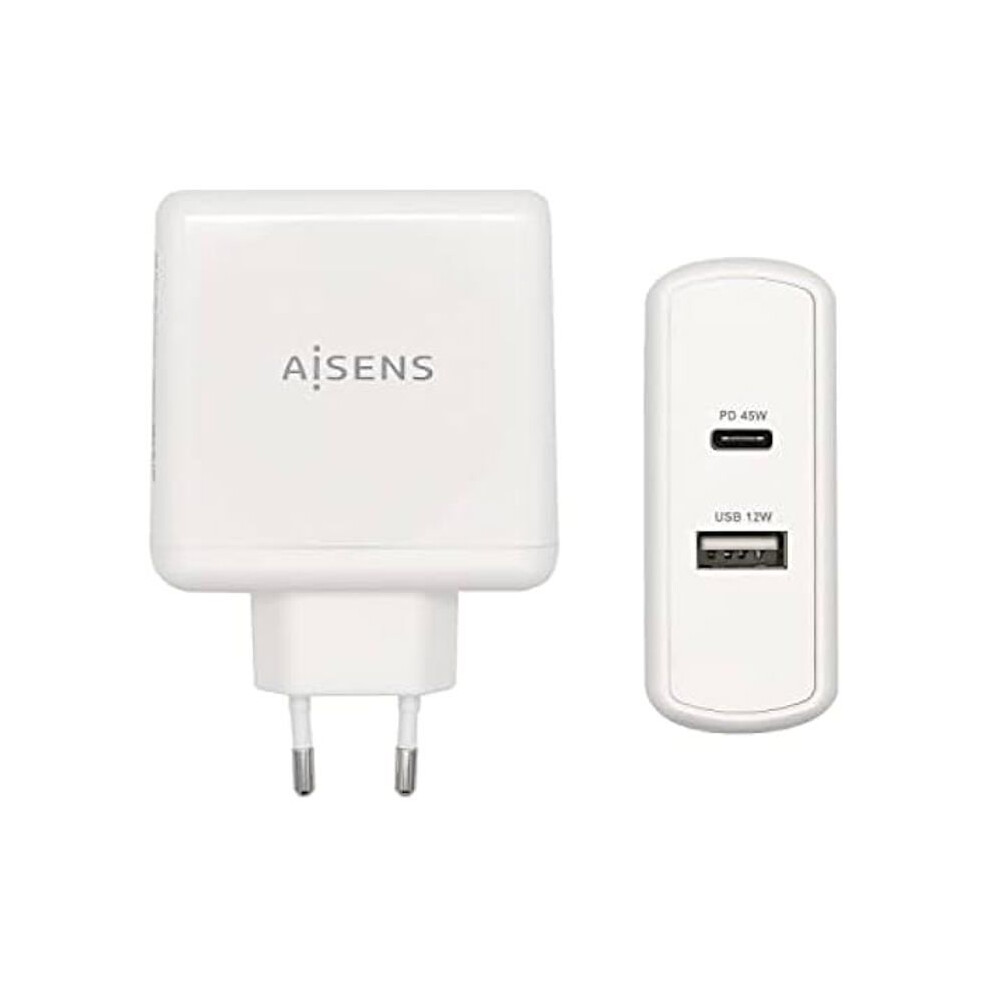 Aisens Cargador 57 W, 1X USB-C PD3.0 45 W, 1X USB-A 5 V / 2.4 A 12 W, Blanco-image