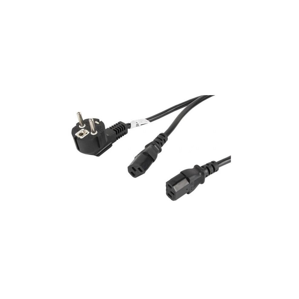 Lanberg CA-C13C-13CC-0018-BK - Splitter 7/7 Su Presa Iec 320 C13, 2 Cavi Di Alimentazione Y, 1,8 M, Colore: Nero-image