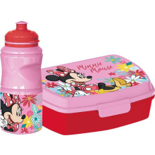 Set bottiglia e scatola per panini - Disney - Minnie - 380 ml - Plastica alimentare - Antiscivolo