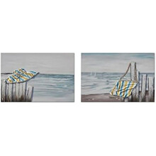 Frame - DKD HOME DECOR - Standard - Blue and Beige - Canvas and MDF - 90 x 2.5 x 60 cm