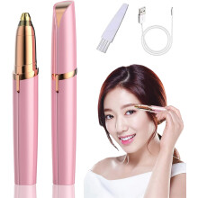 (Pink) Rechargeable Eyebrow Hair Remover Electric Eyebrow Trimmer with LED Light, Electric Painless Eyebrow Trimmer Epilator for Women,