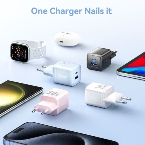 Vention 30W - charger with GaN technology, 1x USB-A, 1x USB-C (white) 2