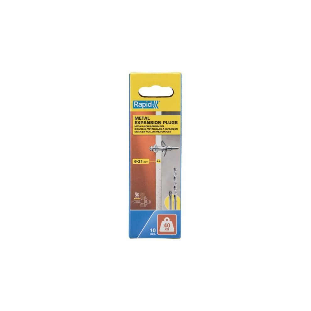 Rapid Expansion Anchors - Metal For Plasterboard 6-21Mm - Pack Of 10 - Max Load 40 Kg - (5001550)