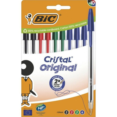 BIC BIC Kugelschreiber Cristal 1,0 mm gemischt im 10er-Pack
