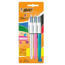 Bolígrafos - BIC - Shine - Metal - 4 colores - Punta media 1.0 mm