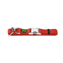 Dog Collar - HUNTER - Nylon - Red and Black - Medium Size - Aluminum Clip