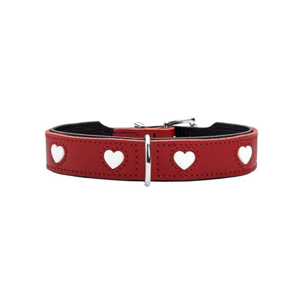 Photos - Dog Clothing Hunter Dog Collar -  - Love - Red/Black - Cowhide Leather - Adjustable Size 24-28 cm 