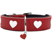 Dog Collar - HUNTER - Love - Red/Black - Cowhide - Size 60 cm