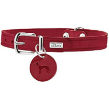 Collare per Cane - HUNTER - Aalborg - Pelle Morbida - Rosso - Taglia 32-38 cm