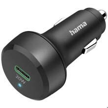 Cargador de coche Hama 20W Cargador USB 20 W 1x USB-C Power Delivery negro para coche, para camión