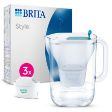 Caraffa Filtrante BRITA Style Cool 2.4L Blu con 3 Cartucce MAXTRA PRO Pure Performance - Design durevole & LED intelligente
