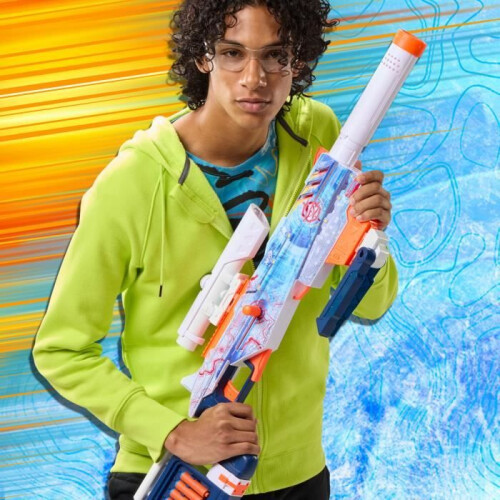 Nerf Nerf Loadout Arctic Zerostriker, blaster avec 4 accessoires interchangeables, 24 fléchettes Nerf N1, chargeur interne 6 fléchettes, 2