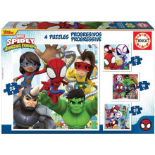 Puzzle progressivo EDUCA - Spidey & Friends - 4 puzzle da 12 a 25 pezzi - Cartoni animati e fumetti