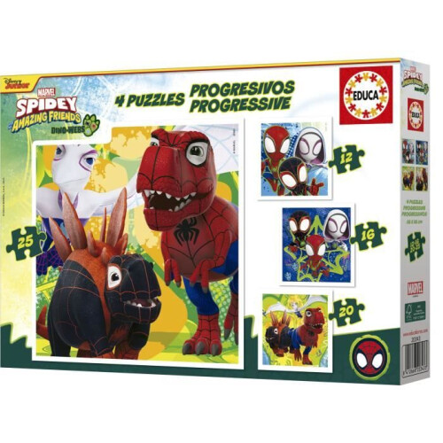 Puzzle progressivi - EDUCA - Dino Spidey - 12+16+20+25 pezzi 2