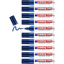 edding 550 Marcatore permanente - blu - 10 penne - punta rotonda 3-4 mm - asciuga rapidamente, resistente all'acqua e all'abrasione - per
