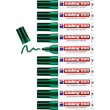Marcatori permanenti - EDDING - 550 - 10 penne - verde - punta rotonda 3-4 mm - resistente all'acqua