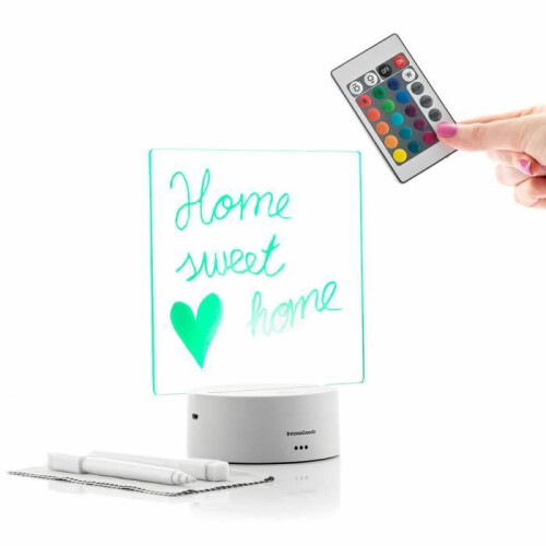 Tableau de Notes et Messages LED - Lemo InnovaGoods - Réutilisable - 16 couleurs - Télécommande - 10 LED