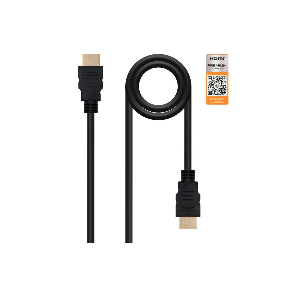 Nanocable 10.15.3601 - Cavo Hdmi V 2.0 Ad Alta Velocità (4K, 60Hz, 18 Gbps, Maschio-Maschio, Tipo A/M-A/M, Nero, 0,5 Mts)-image