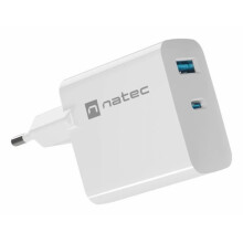 NATEC RIBERA GAN CHARGER 1x USB-A + 1x USB-C 65W WHITE