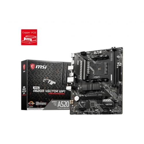 MSI Placa Mãe - MSI - MAG A520M VECTOR WIFI - Socket AM4 - Wi-Fi - Micro ATX