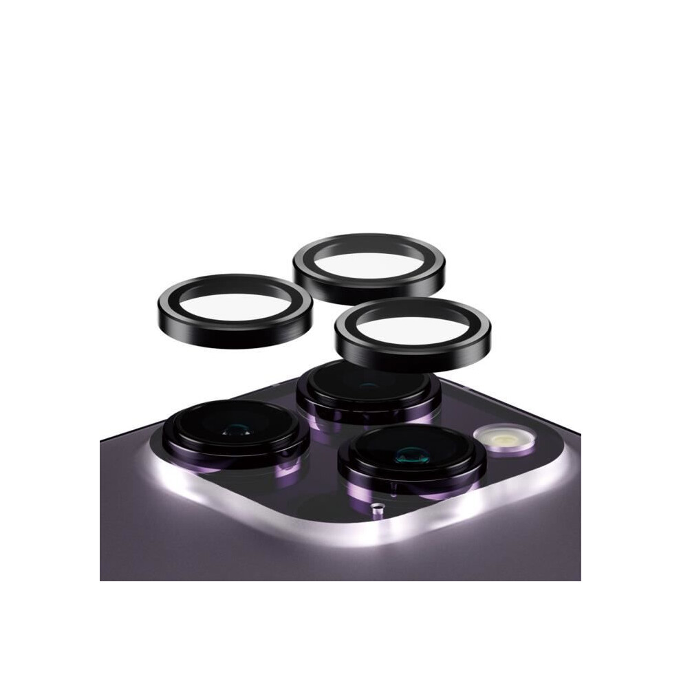 PanzerGlass CP PP Rings for iPhone 14 Pro/14 Pro Max black (1 Stk., Apple iPhone 14 Pro, Apple iPhone 14 Pro Max), Smartphone Schutzfolie, Transparent, Schwarz - Bild 4