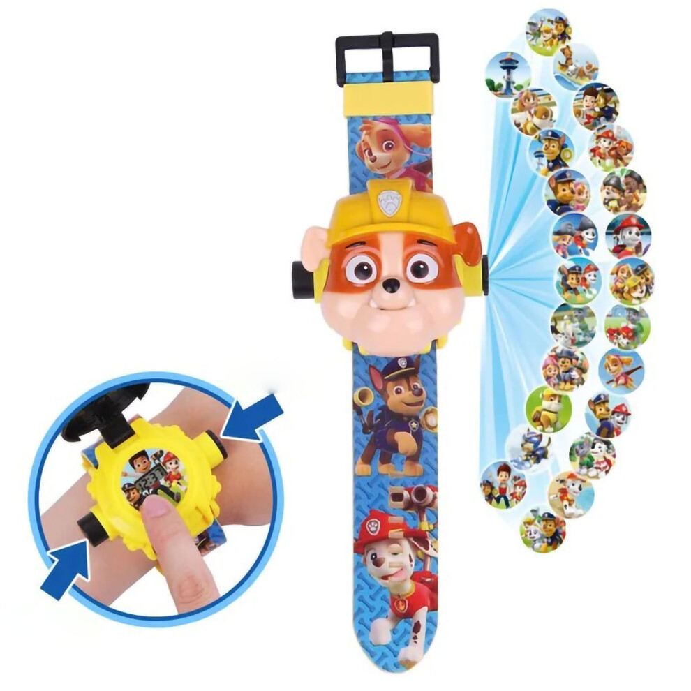 Children Projector Watch Cute Cartoon Dog Pattern Yellow
