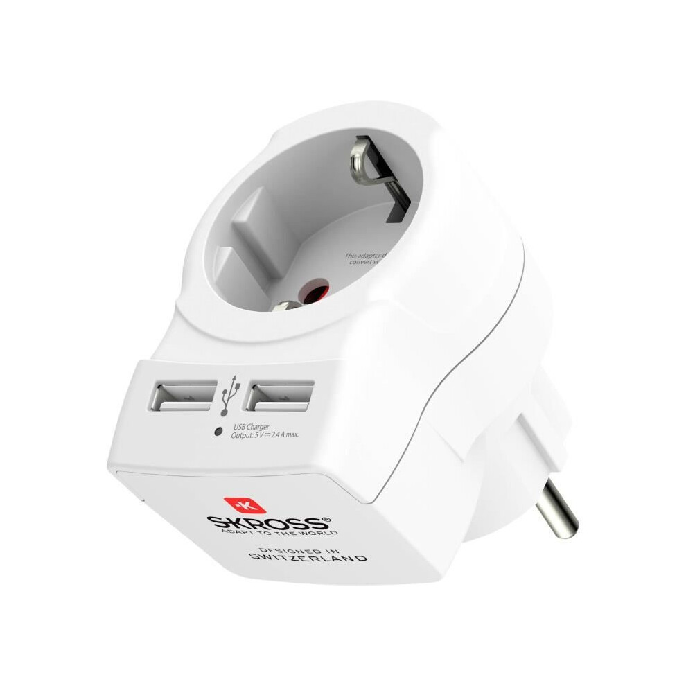Adaptateur Secteur Skross Europe Vers Europe - 2 Usb - 2 Ou 3 PôLes - Blanc-image