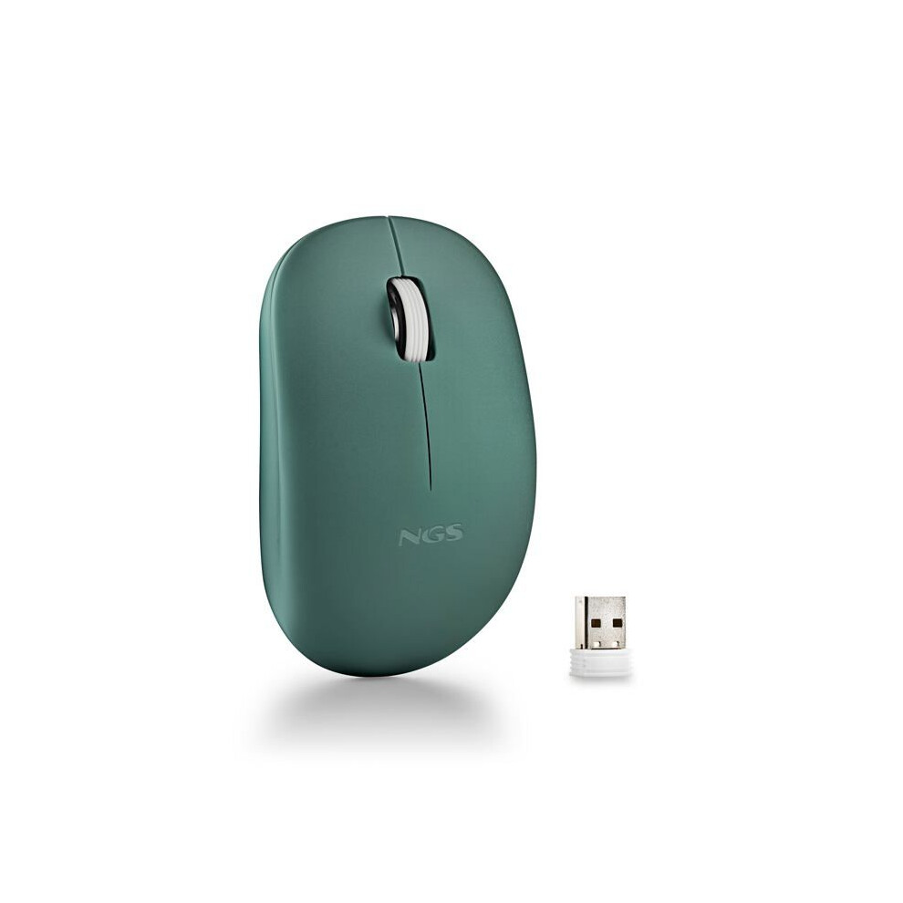 NGS Fog Pro Green - Ratón Inalámbrico Óptico de 1000 dpi, Interfaz Nano USB, Botones Silenciosos, 2 Botones y Rueda de Desplazamiento, Plug and Play, Ambidiestros, Color Verde-image