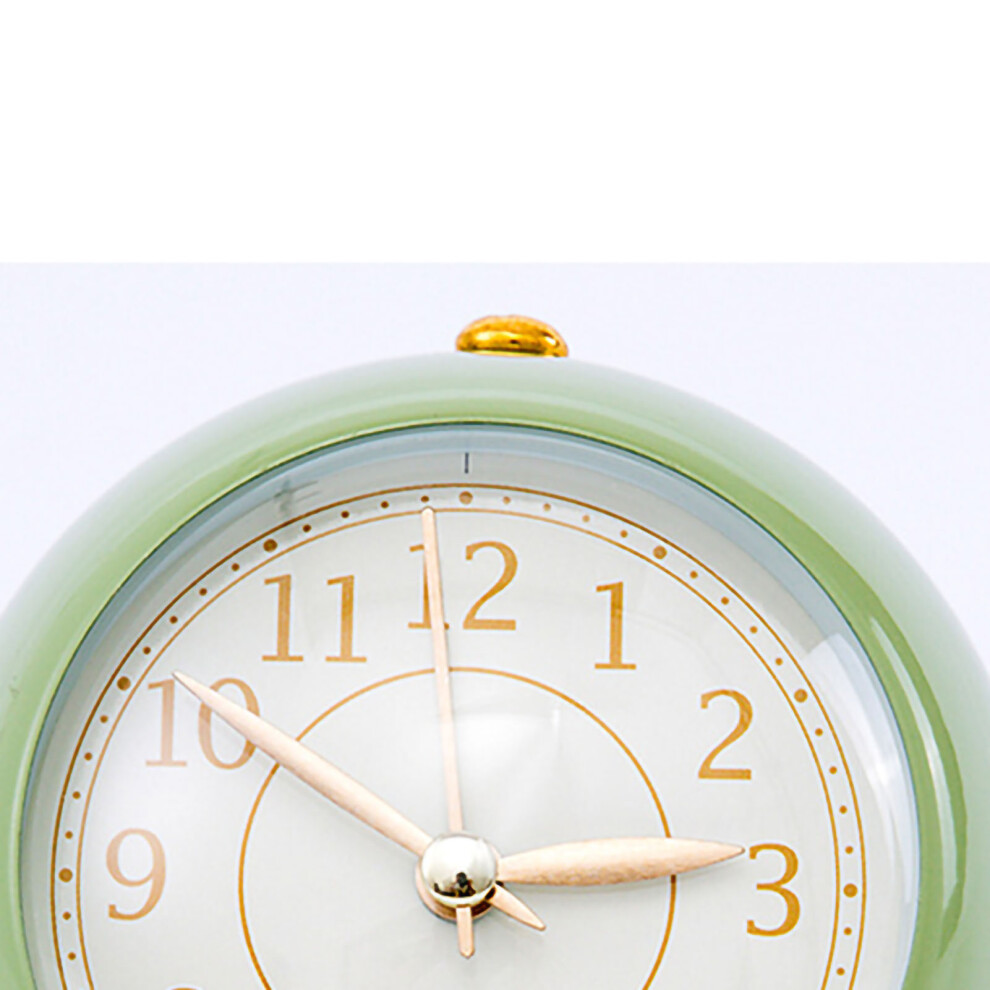 Green Metal Round Children's Quartz Alarm Clock, Mute, 230g