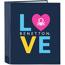 Kansio Folio 4 rengasta - SAFTA - BENETTON Love - Laivastonsininen - Mukava - Kätevä
