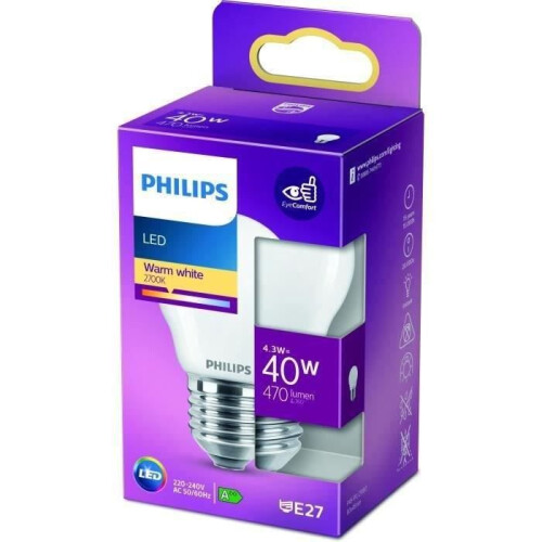 Philips PHILIPS LED Classic 40W Spherical E27 Warm White Frosted Non Dimmable